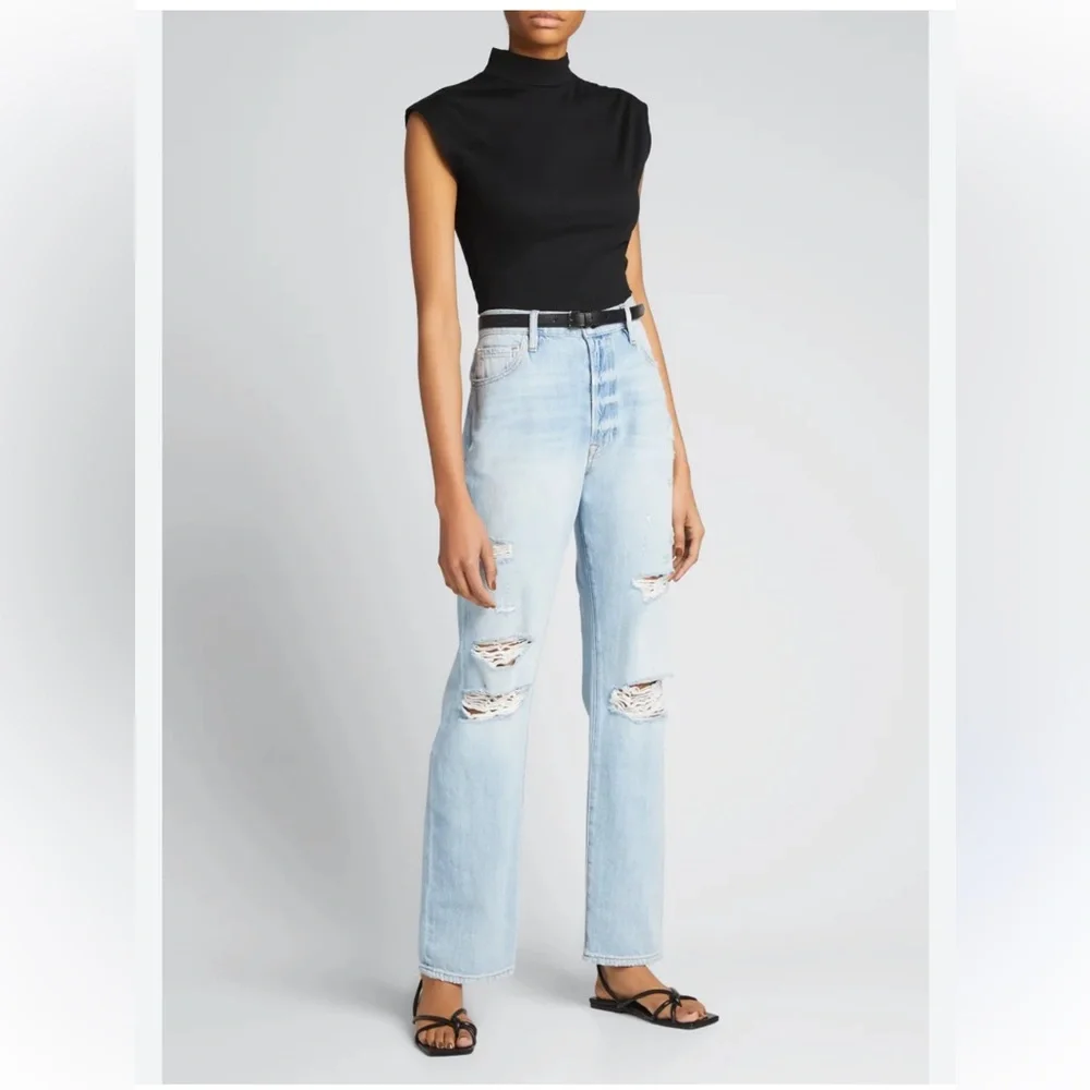 Frame Le Slouch Distressed Low Rise Straight Jeans
